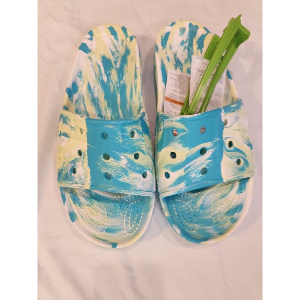 Crocs Baya II Marbled Slide Sandals Digital Aqua/Multi-US Men 8 Wmn 10  41-42